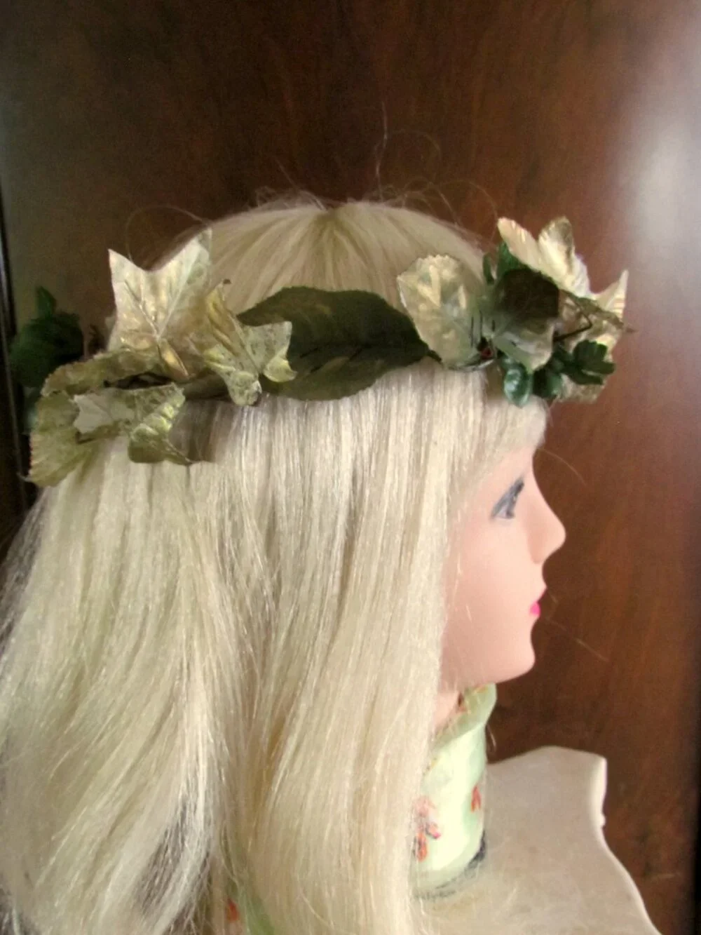 2 FESTIVAL HAIR WREATHS: FLORAL & GOLDEN LEAVES; RENAISSANCE, MEDIEVAL COSTUMES - Picture 8 of 12